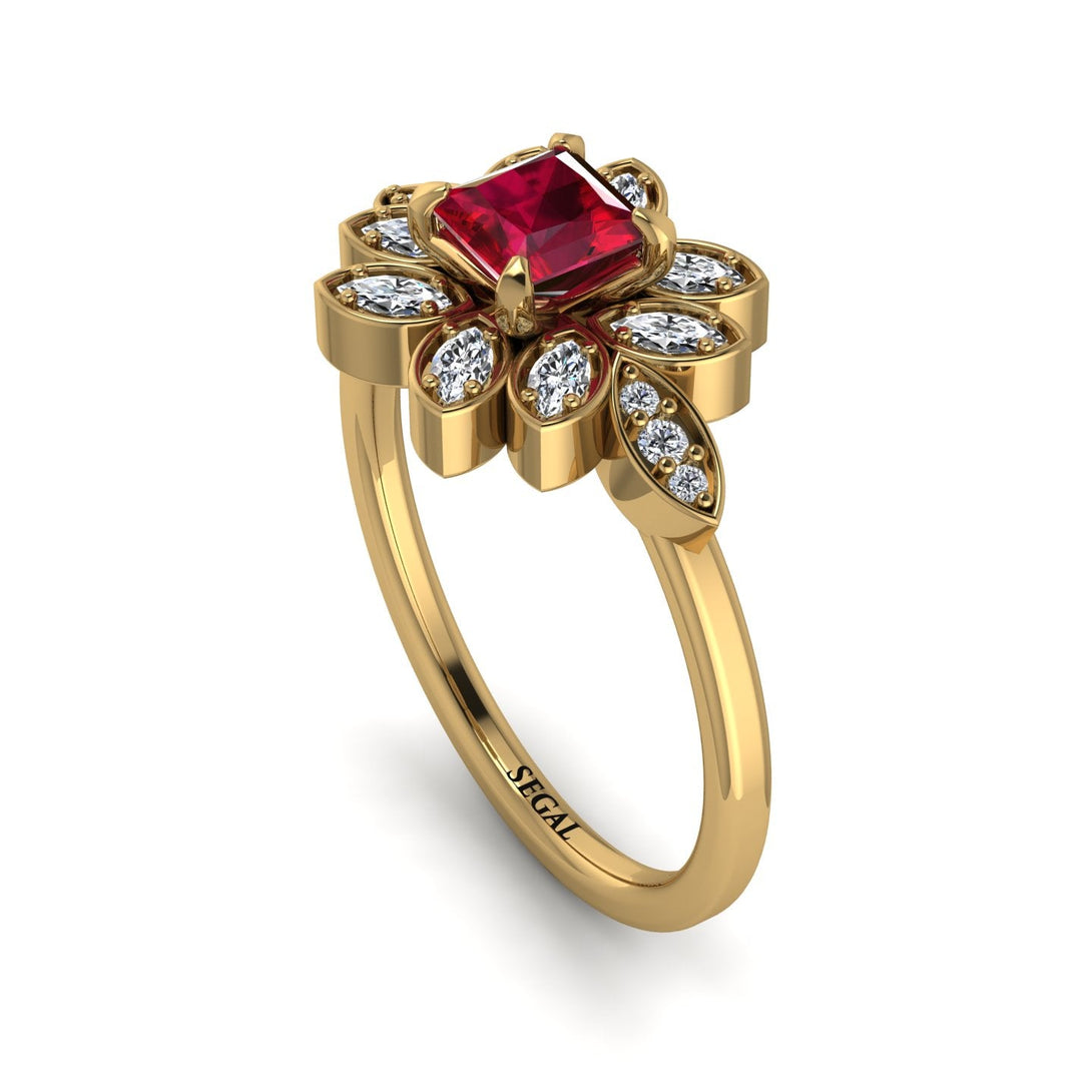 Floral Nature Inspired Ruby Ring - Carol No. 10