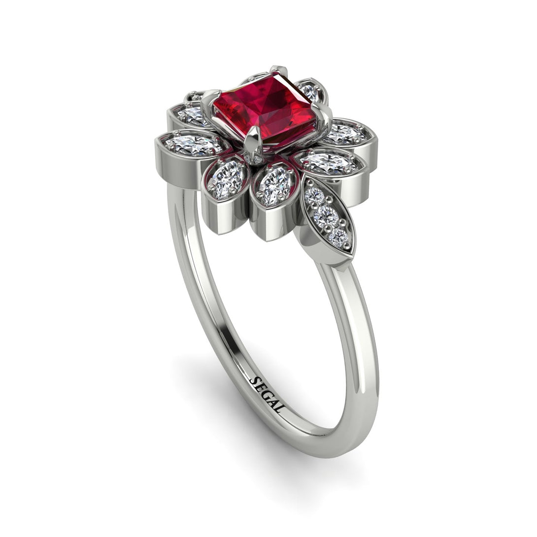 Floral Nature Inspired Ruby Ring - Carol No. 12