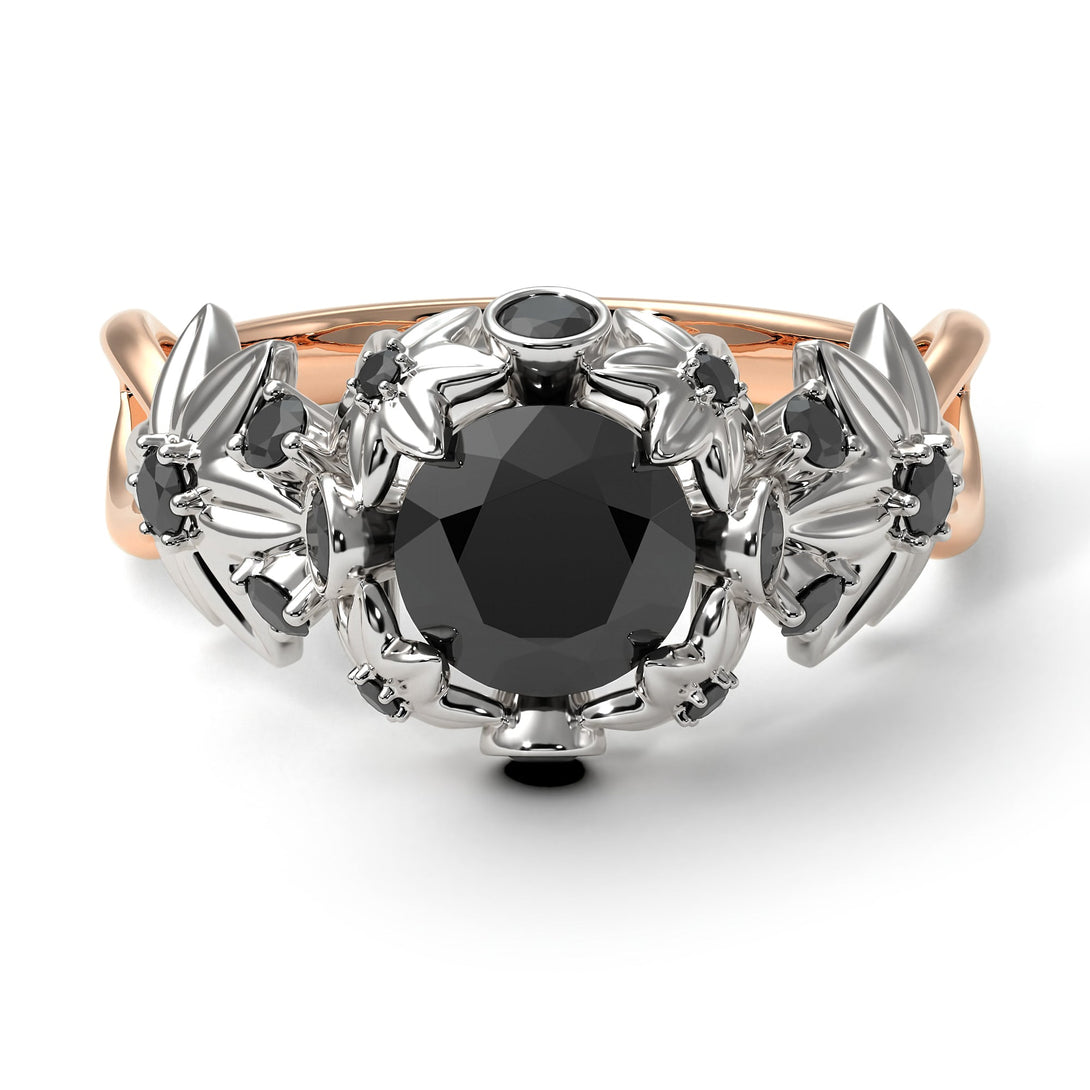 Two Tones Flowers And Branches Diamond Ring - Katherine no. 24