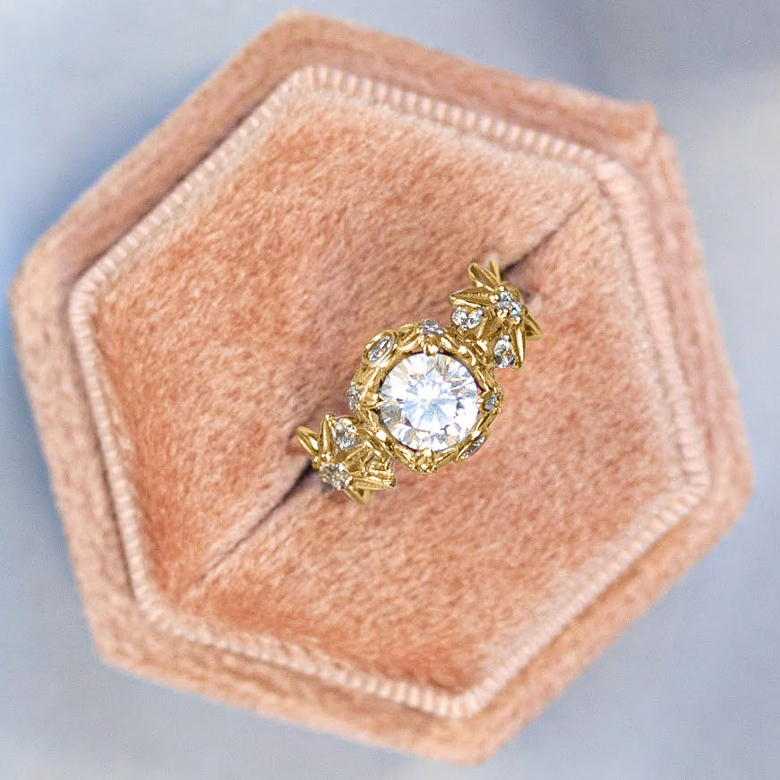 Two Tones Flowers And Branches Diamond Ring - Katherine no. 20