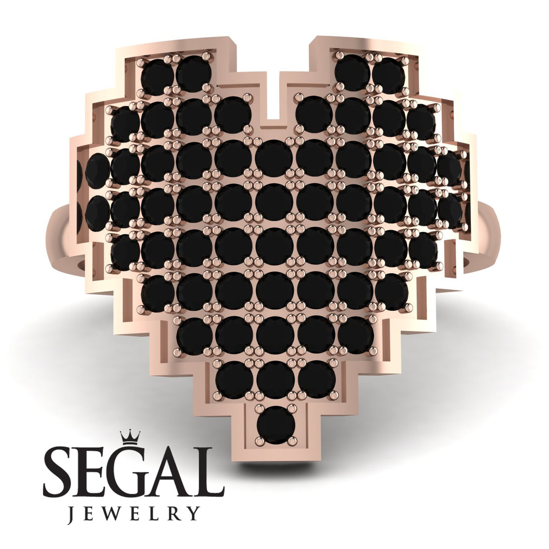 Full Heart Black Diamond Ring - Zara No. 8