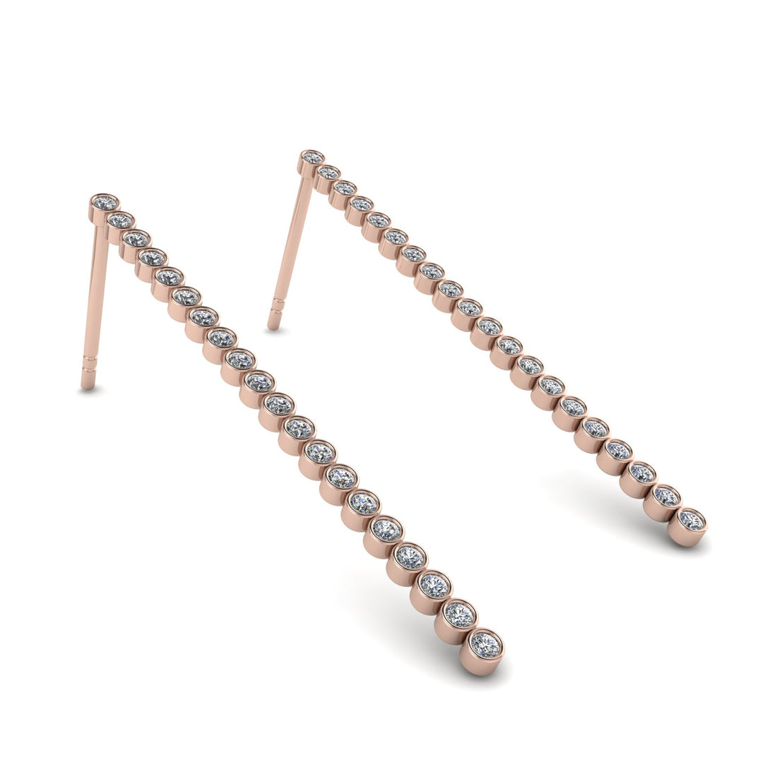 Stud Long Bezel Diamond Earrings - Salma No. 2