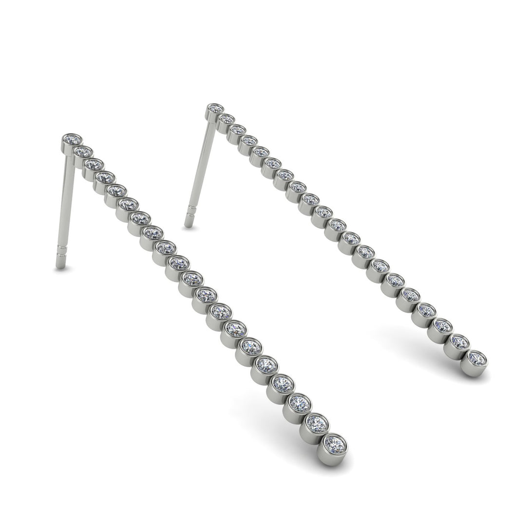 Stud Long Bezel Diamond Earrings - Salma No. 3