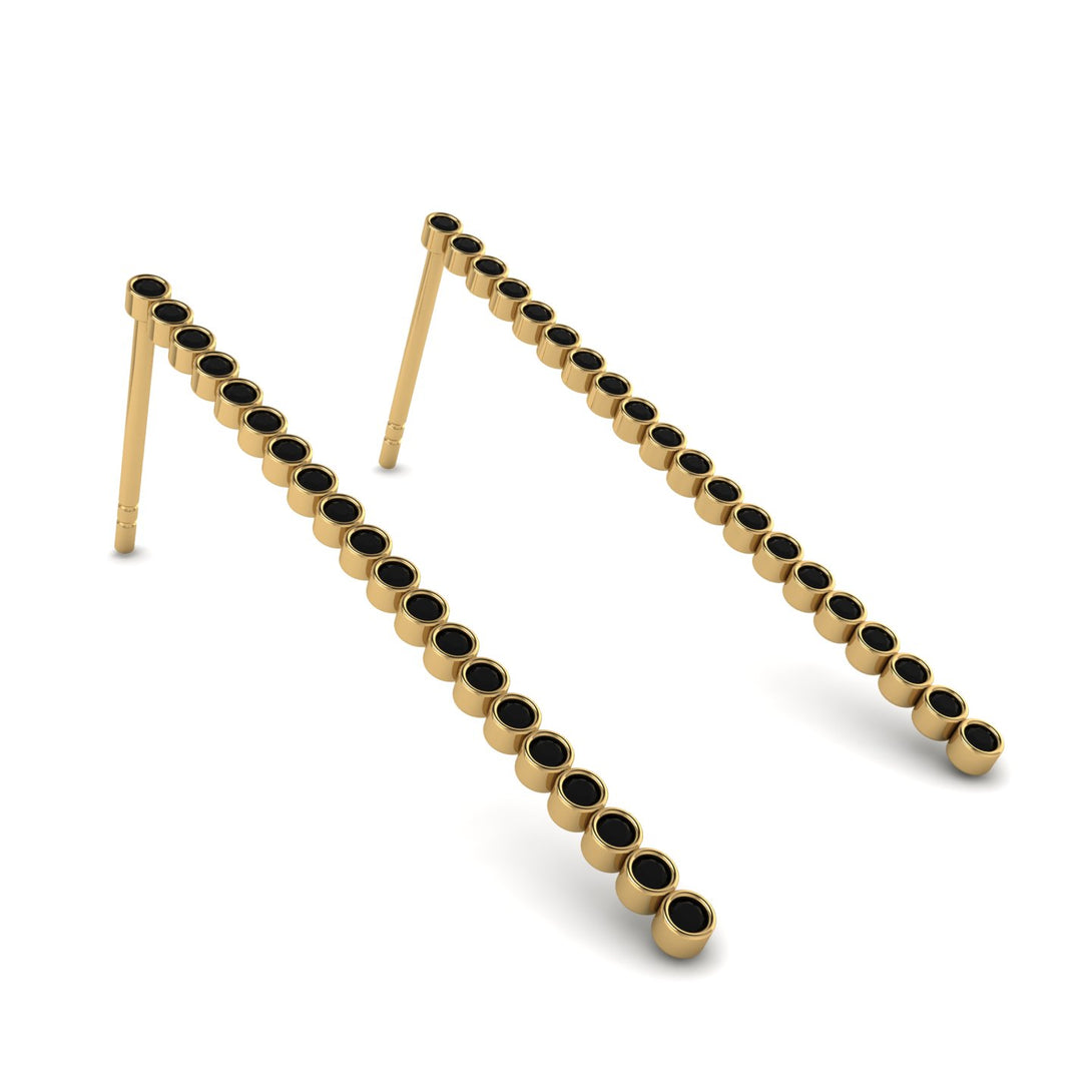 Stud Long Bezel Black Diamond Earrings - Salma No. 7