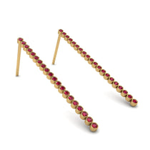 Stud Long Bezel Ruby Earrings - Salma No. 10 image 1