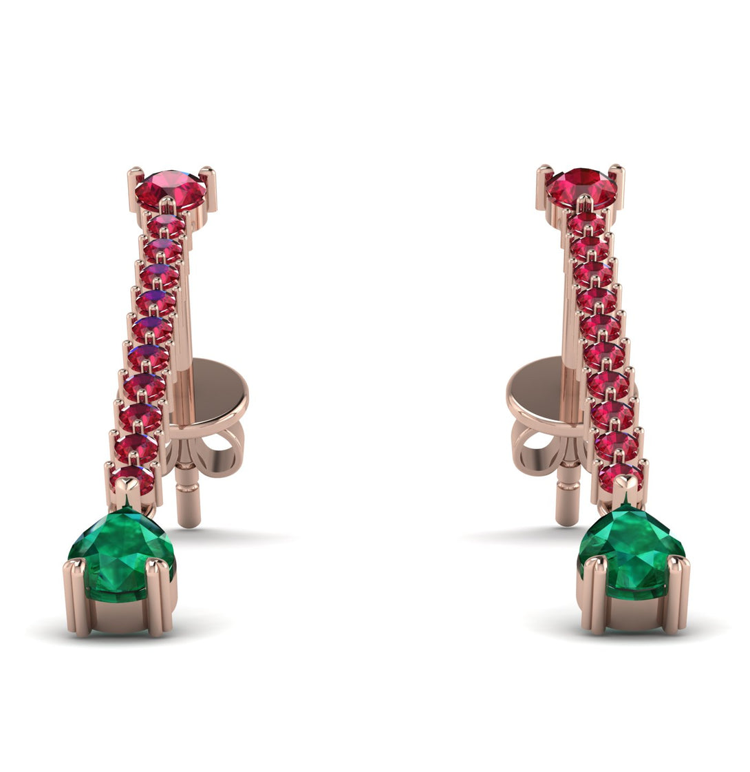 Hanging Oval Emerald Earrings - Tatiana No. 26