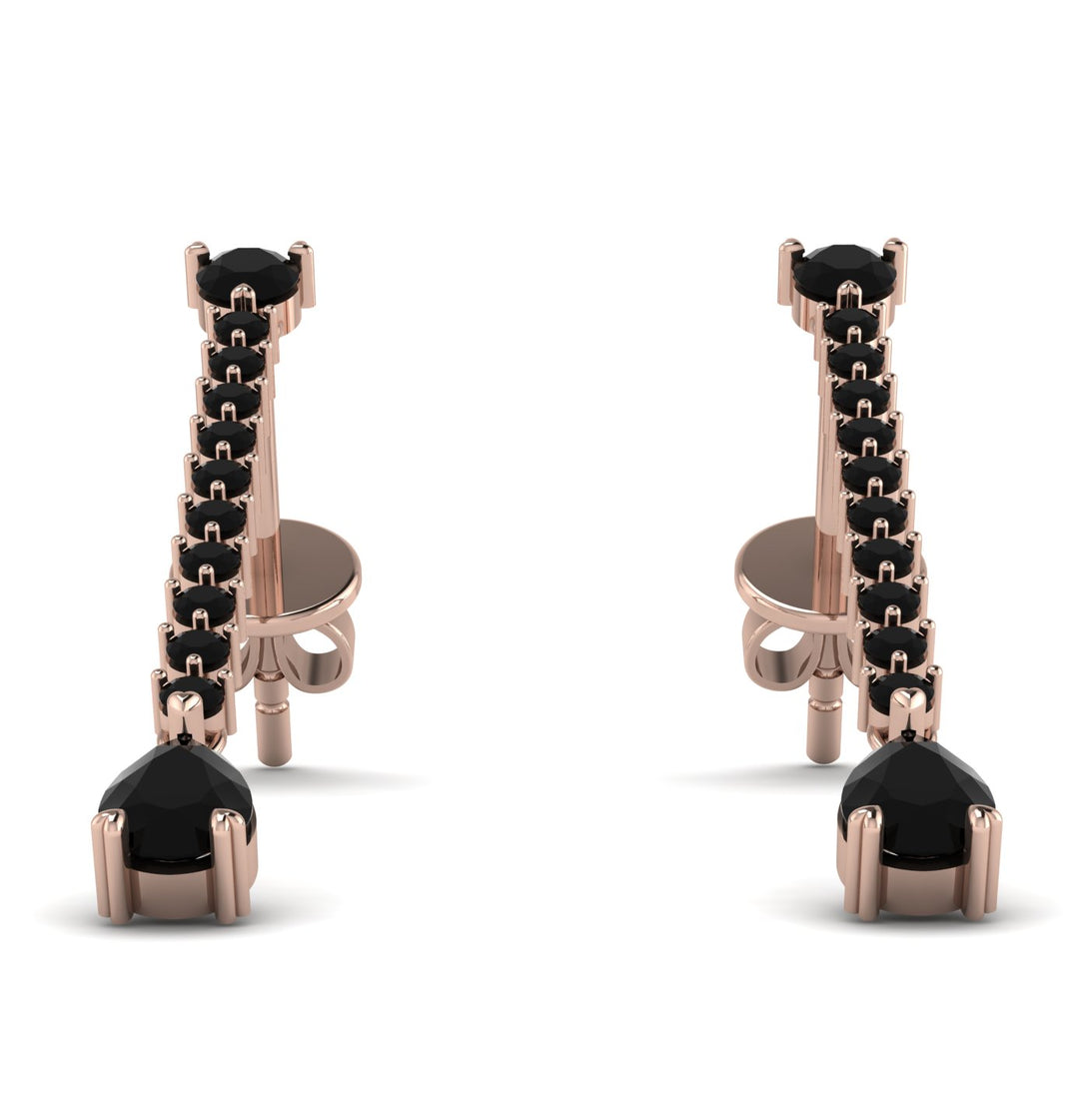 Hanging Oval Black Diamond Earrings - Tatiana No. 38