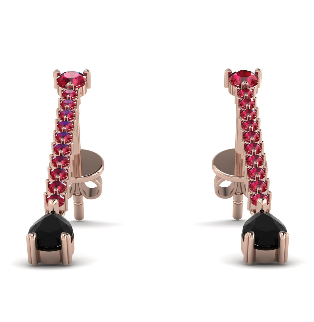 Hanging Oval Black Diamond Earrings - Tatiana No. 41