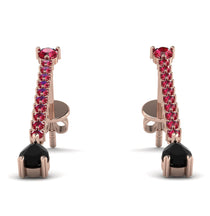 Hanging Oval Black Diamond Earrings - Tatiana No. 41 image 1