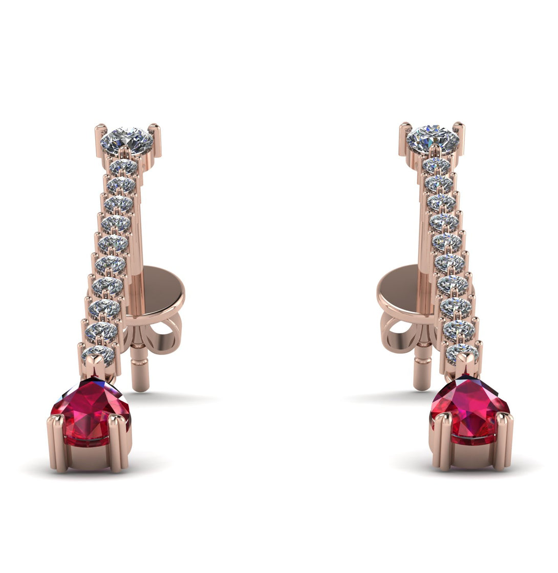 Hanging Oval Ruby Earrings - Tatiana No. 47