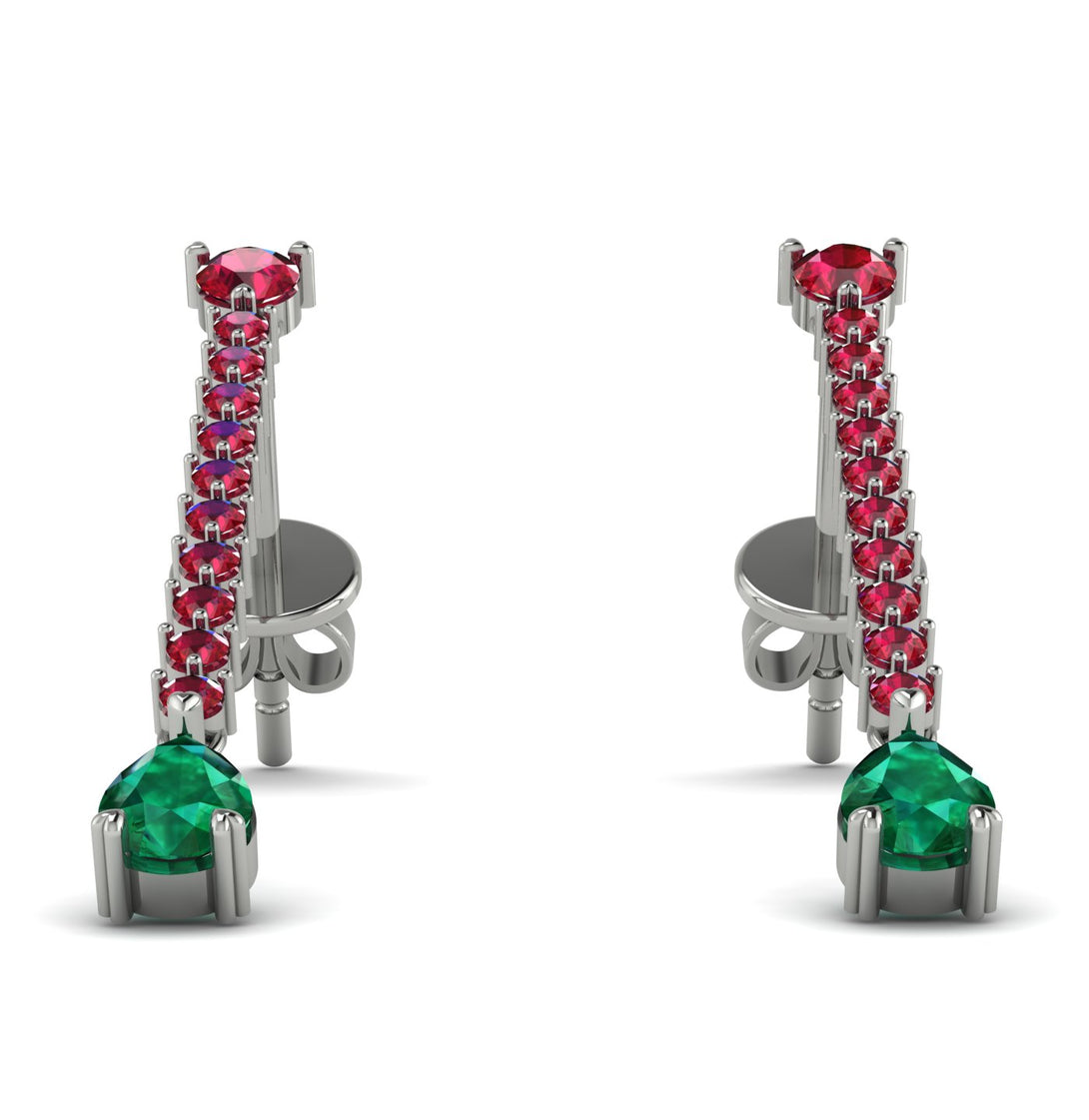 Hanging Oval Emerald Earrings - Tatiana No. 27