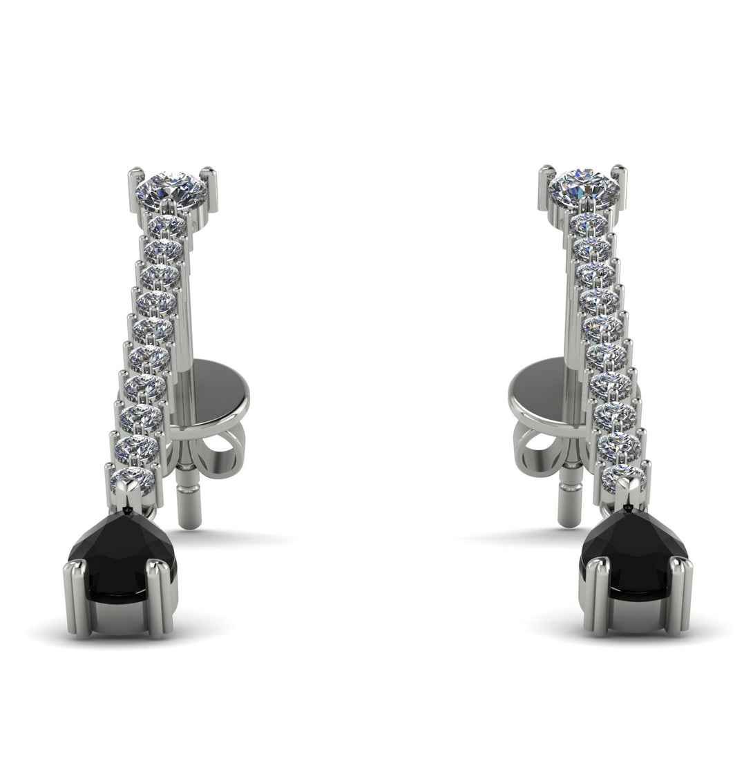 Hanging Oval Black Diamond Earrings - Tatiana No. 33