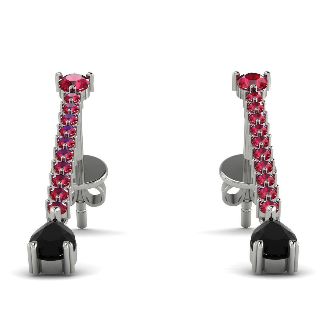 Hanging Oval Black Diamond Earrings - Tatiana No. 42