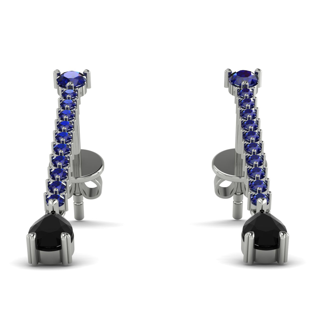 Hanging Oval Black Diamond Earrings - Tatiana No. 45