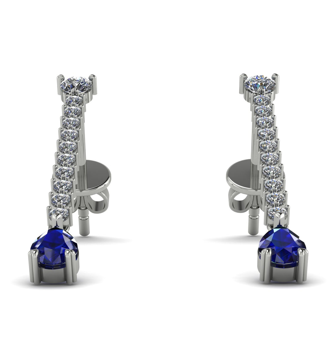 Hanging Oval Sapphire Earrings - Tatiana No. 63