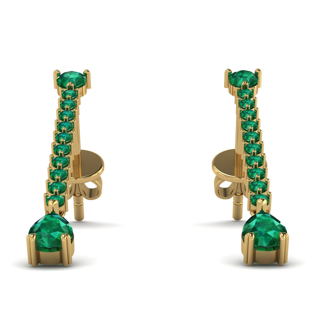 Hanging Oval Emerald Earrings - Tatiana No. 19