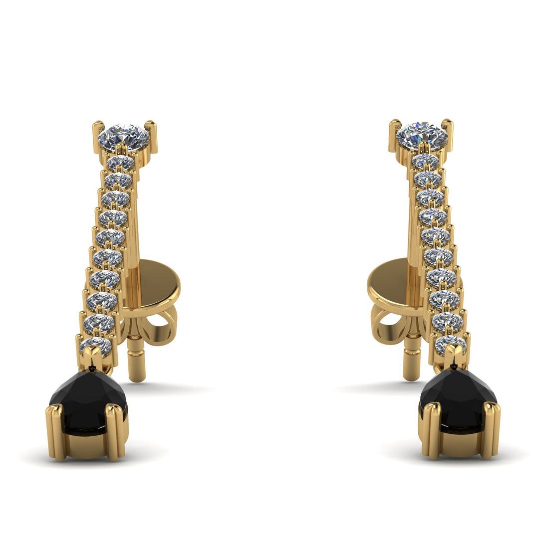 Hanging Oval Black Diamond Earrings - Tatiana No. 31