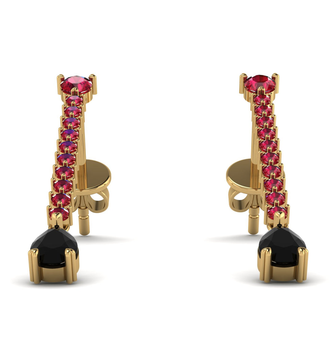 Hanging Oval Black Diamond Earrings - Tatiana No. 40