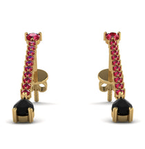 Hanging Oval Black Diamond Earrings - Tatiana No. 40 image 1