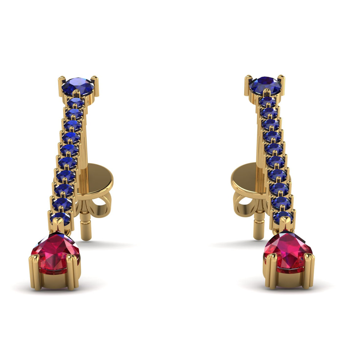 Hanging Oval Ruby Earrings - Tatiana No. 58