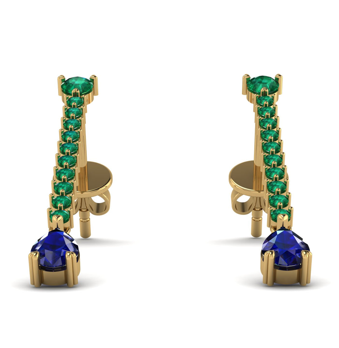 Hanging Oval Sapphire Earrings - Tatiana No. 64