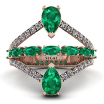 Symmetrical Twist Shank Pear Emerald Ring - Eliza No. 5 image 1