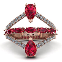 Symmetrical Twist Shank Pear Ruby Ring - Eliza No. 11 image 1