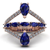 Symmetrical Twist Shank Pear Sapphire Ring - Eliza No. 14 image 1