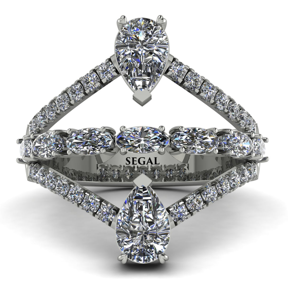 Symmetrical Twist Shank Pear Diamond Ring - Eliza No. 3