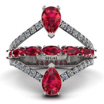 Symmetrical Twist Shank Pear Ruby Ring - Eliza No. 12 image 1
