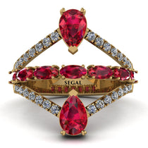 Symmetrical Twist Shank Pear Ruby Ring - Eliza No. 10 image 1