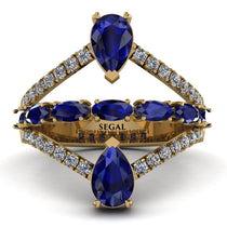 Symmetrical Twist Shank Pear Sapphire Ring - Eliza No. 13 image 1