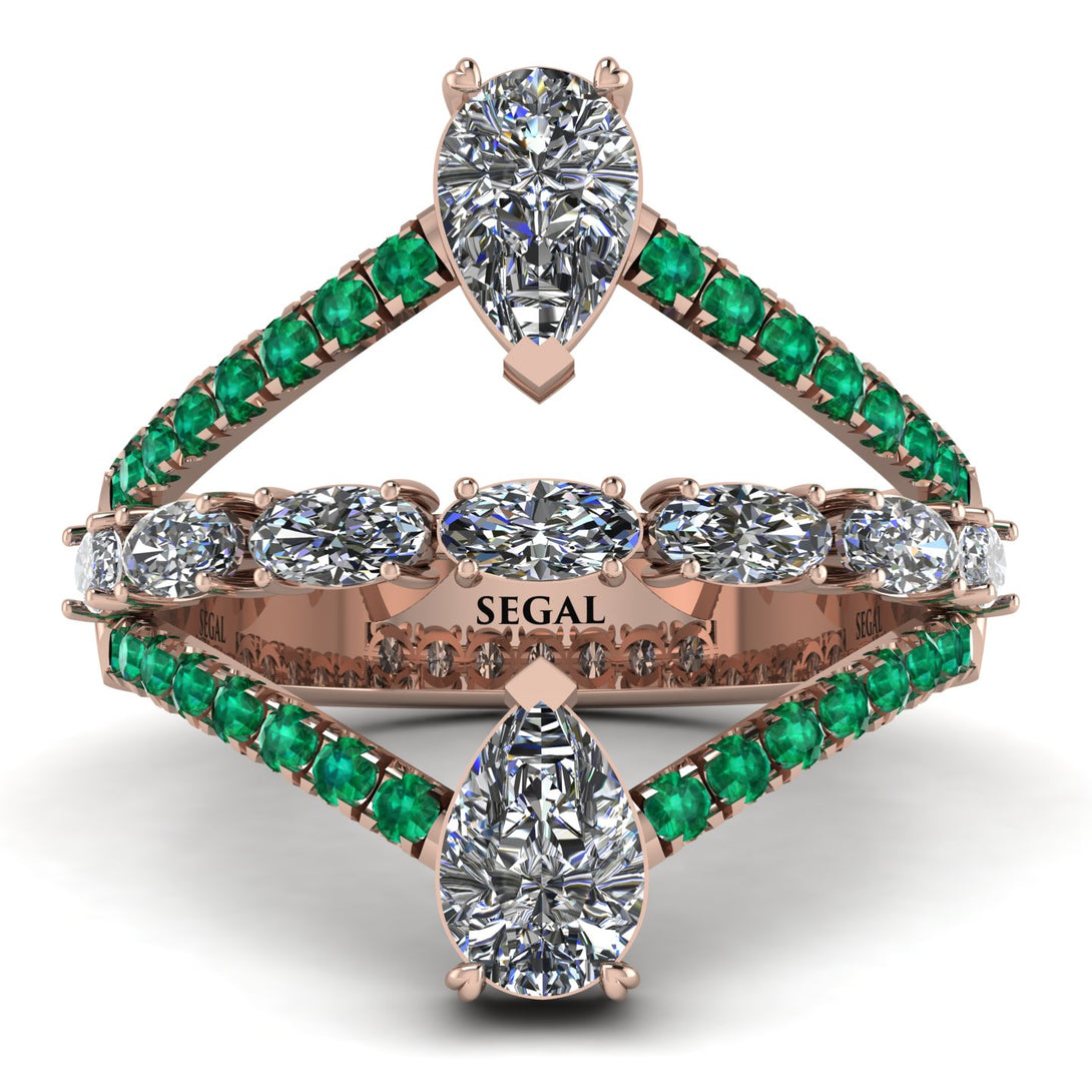 Symmetrical Twist Shank Pear Diamond Ring - Eliza No. 17