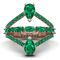 Symmetrical Twist Shank Pear Emerald Ring - Eliza No. 20 image 1