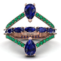Symmetrical Twist Shank Pear Sapphire Ring - Eliza No. 29 image 1