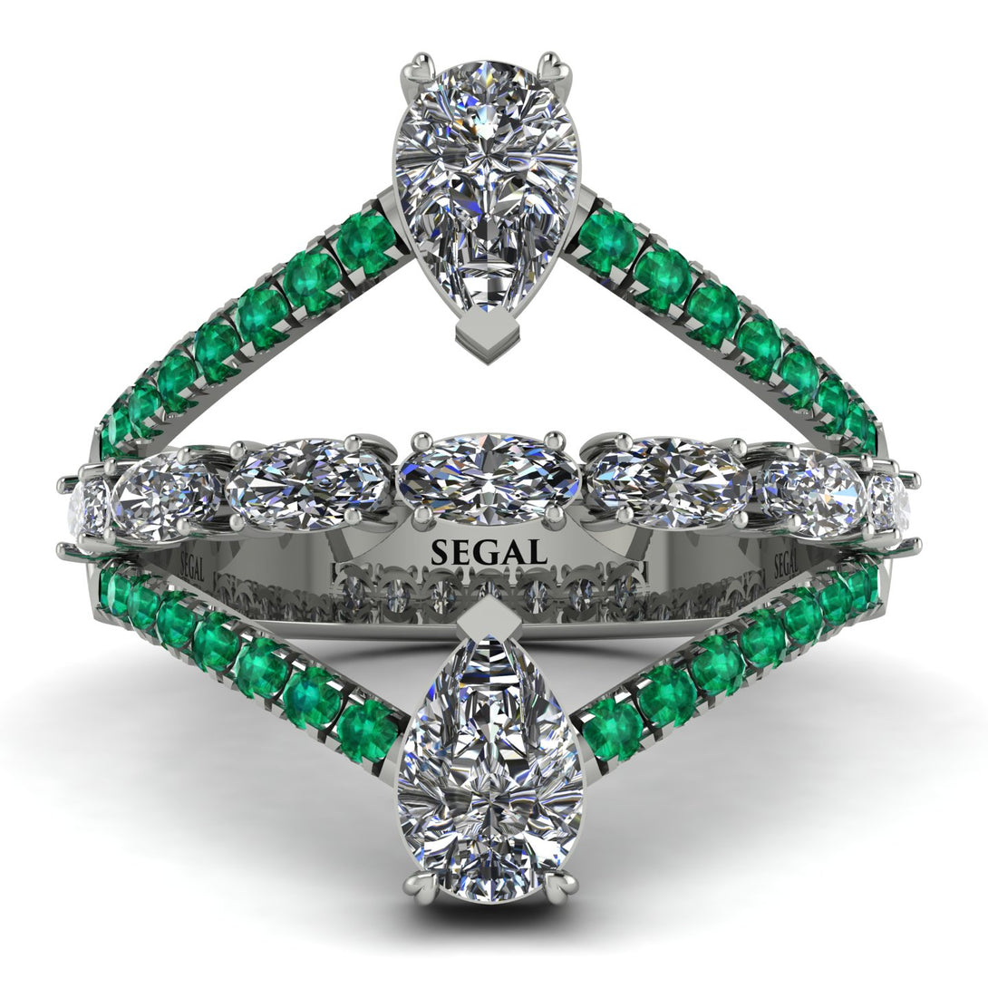 Symmetrical Twist Shank Pear Diamond Ring - Eliza No. 18