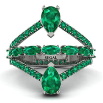 Symmetrical Twist Shank Pear Emerald Ring - Eliza No. 21 image 1