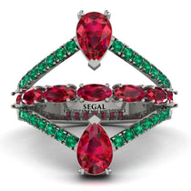 Symmetrical Twist Shank Pear Ruby Ring - Eliza No. 27 image 1