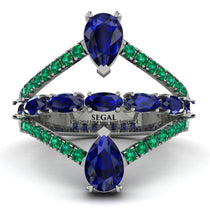 Symmetrical Twist Shank Pear Sapphire Ring - Eliza No. 30 image 1