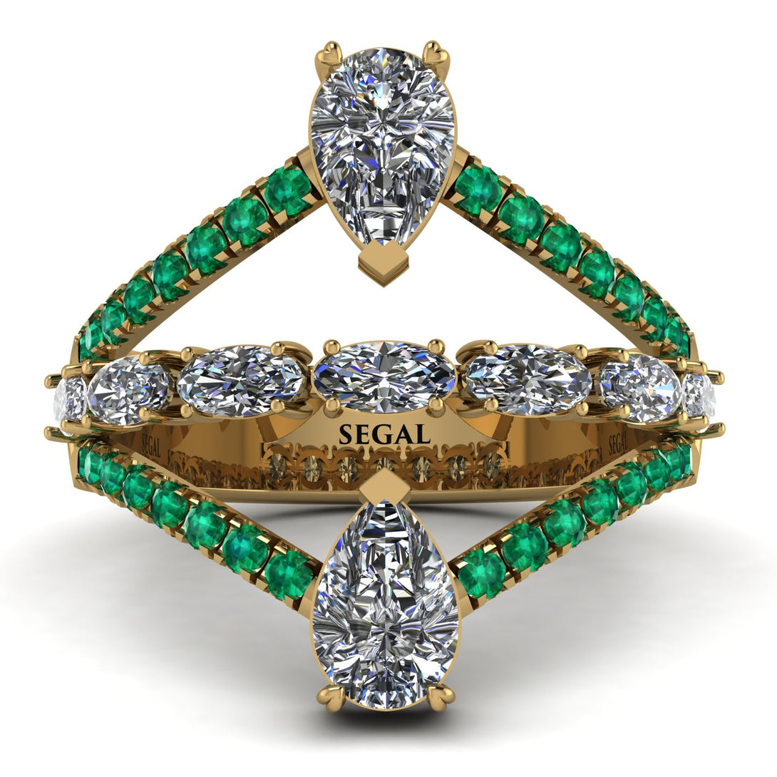 Symmetrical Twist Shank Pear Diamond Ring - Eliza No. 16