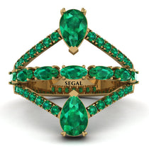 Symmetrical Twist Shank Pear Emerald Ring - Eliza No. 19 image 1