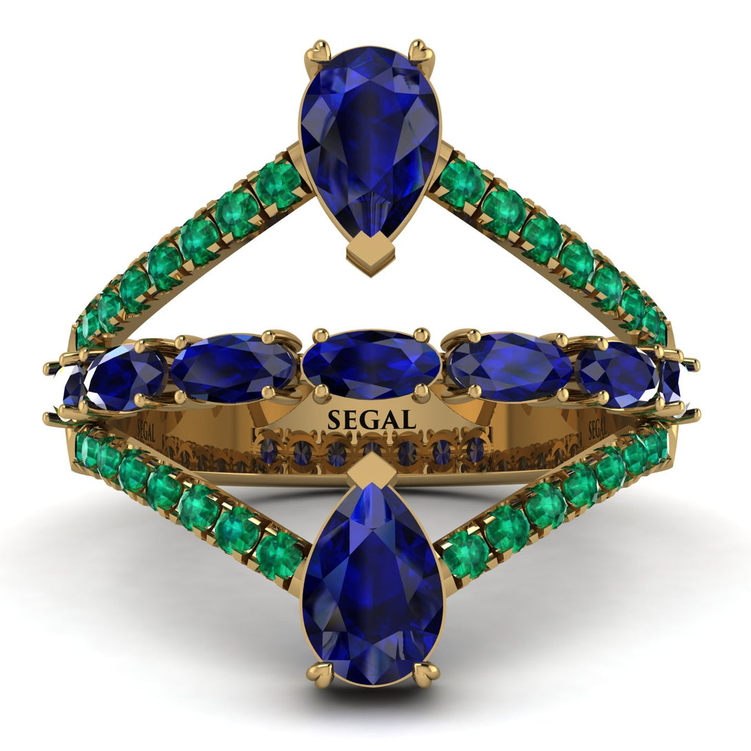 Symmetrical Twist Shank Pear Sapphire Ring - Eliza No. 28