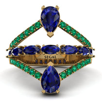 Symmetrical Twist Shank Pear Sapphire Ring - Eliza No. 28 image 1