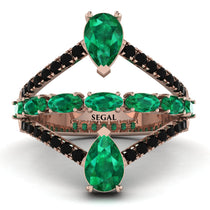 Symmetrical Twist Shank Pear Emerald Ring - Eliza No. 35 image 1