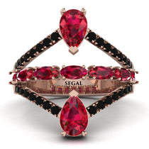 Symmetrical Twist Shank Pear Ruby Ring - Eliza No. 41 image 1