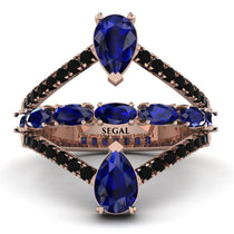 Symmetrical Twist Shank Pear Sapphire Ring - Eliza No. 44 image 1