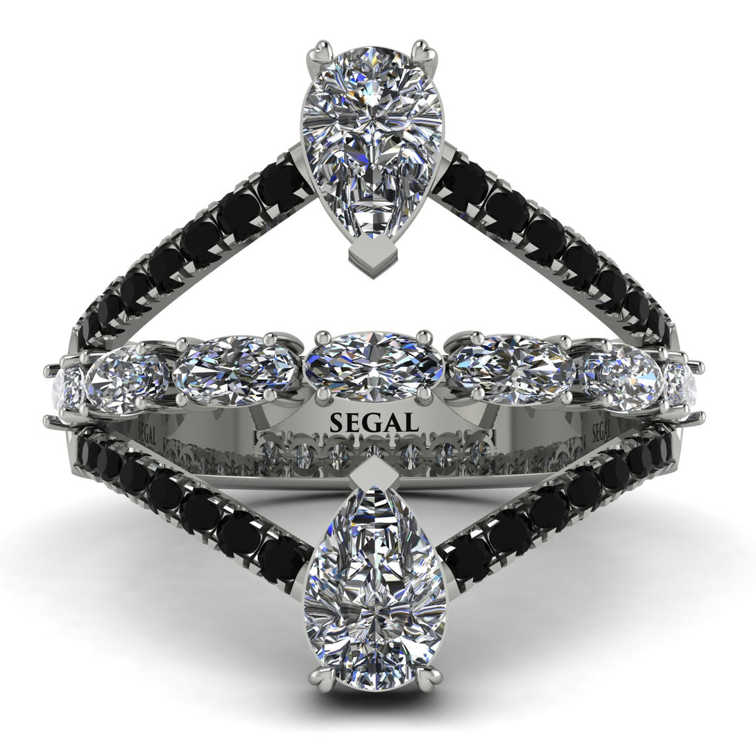 Symmetrical Twist Shank Pear Diamond Ring - Eliza No. 33