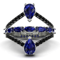 Symmetrical Twist Shank Pear Sapphire Ring - Eliza No. 45 image 1
