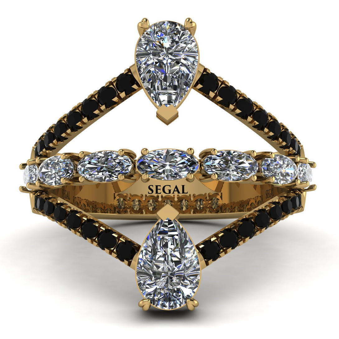 Symmetrical Twist Shank Pear Diamond Ring - Eliza No. 31