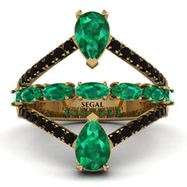 Symmetrical Twist Shank Pear Emerald Ring - Eliza No. 34 image 1